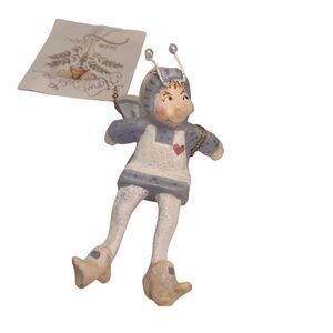 House of Hatten Denise Calla Honey Bees Tabletop Decor  Blue & White New W/ Tags